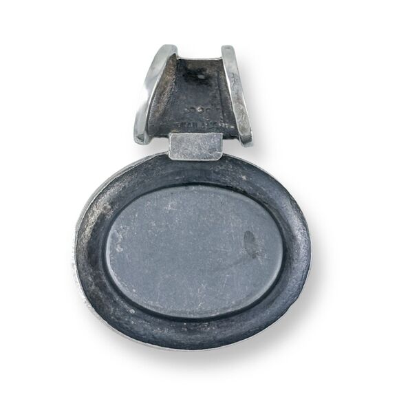 Oval Onyx Cabochon Slide Pendant | Vintage Thailand Sterling Silver 925 - Picture 4 of 6